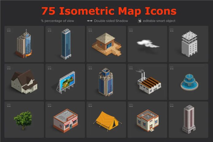 Iconos de mapas isométricos